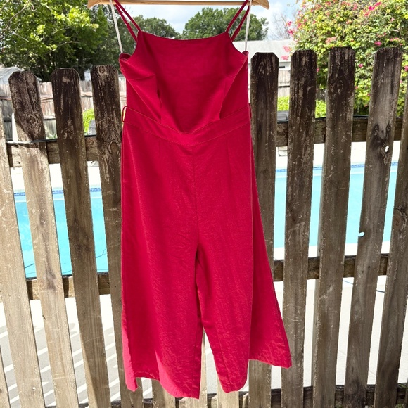 WHITE CLOSET Cotton blend Red Jumpsuit Sz Medium - Picture 2 of 12